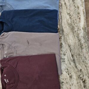 4 Hollister Men's T-shirts - Blue, Gray, and Maroon Mens XS